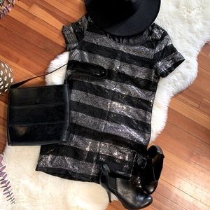 Wren Sparkling black and silver short dress